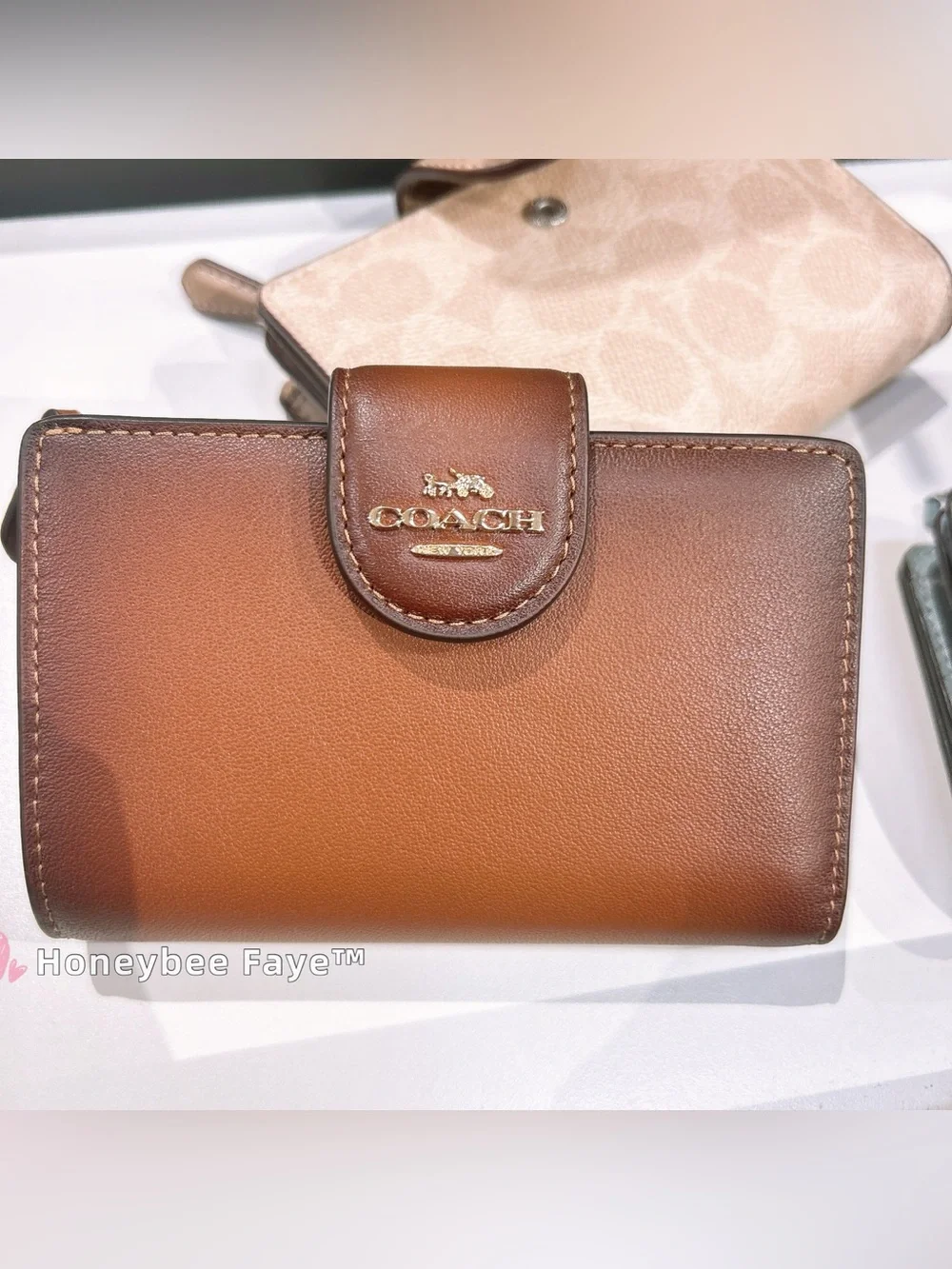 Coach medium corner zip Leather Wallet with Gold Logo cec27
